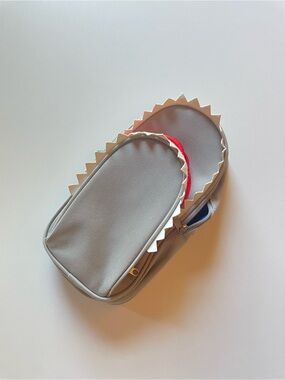 Pep Rally Shark Pouch Grey School Supplies Pencil Pen Carrying Case - LIKE NEW